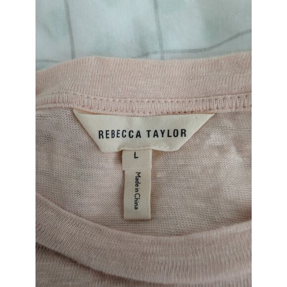 Rebecca Taylor pink cold shoulder stretch linen top size large - Picture 10 of 13
